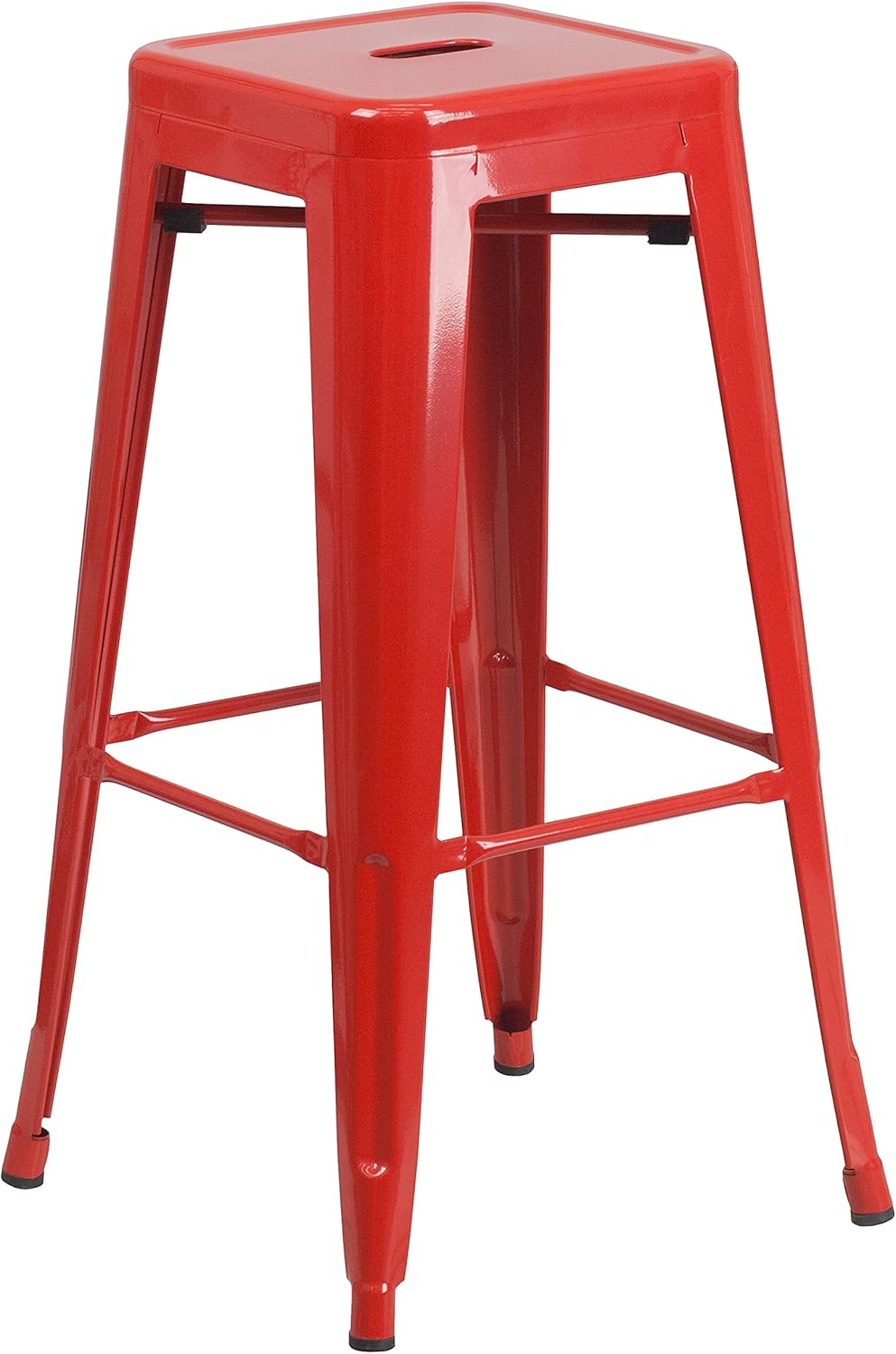 outdoor plastic bar stools on Amazon Com Flash Furniture Commercial Grade 30 High Backless Red Metal Indoor Outdoor Barstool With Square Seat Garden Outdoor