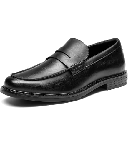HEEZ Men\'s Black Suede Faux Leather Penny Loafers Slip On Casual Driving Shoes Amazon.com | HEEZ Men main image 3