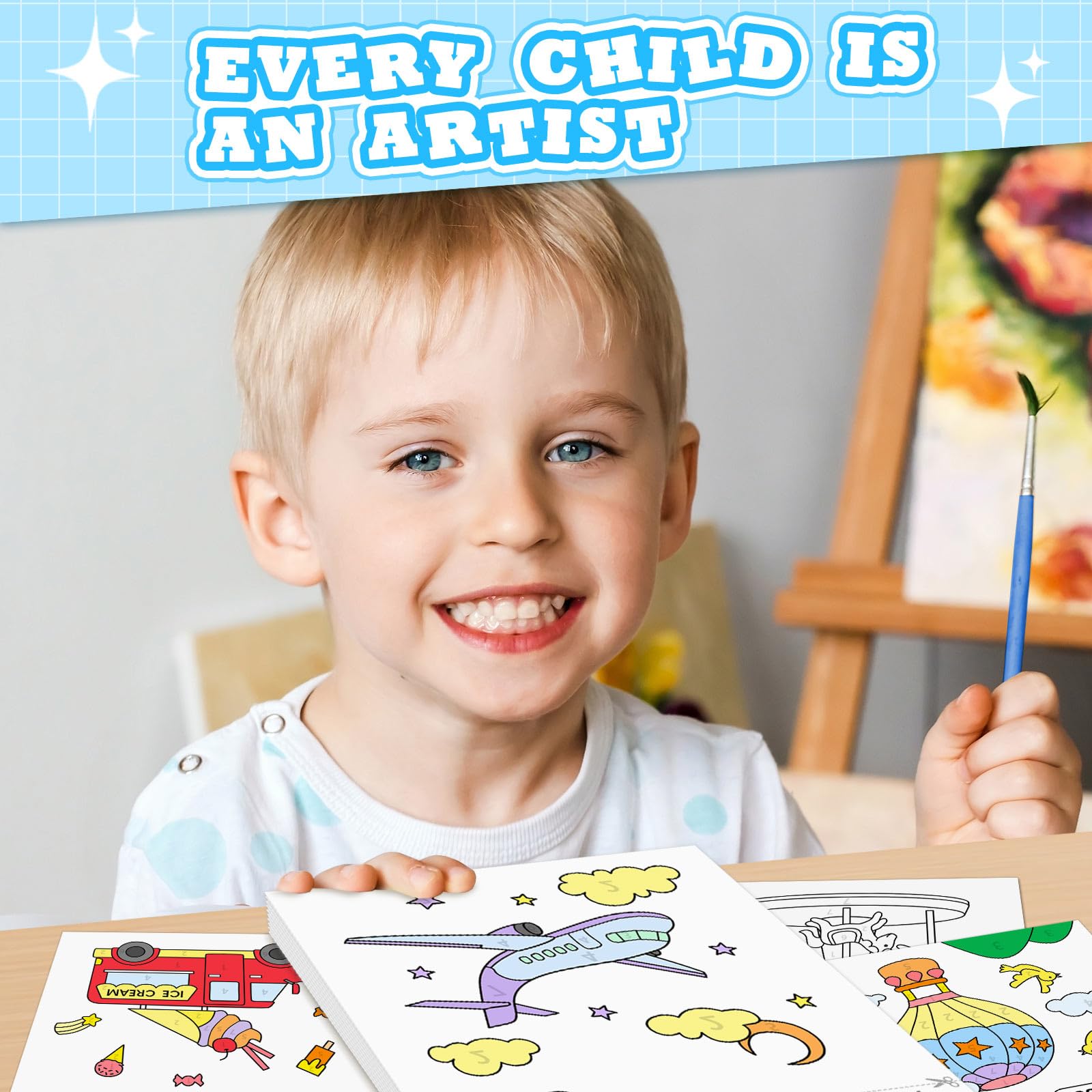 SOCOLER Paint with Water Coloring Books for Toddlers, Traffic Theme Mess Free Watercolor Painting Papers for Kids Water Color Paint Kit Art Craft Birthday Gift for Ages 1-3, 4-8