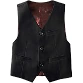 Fersumm Boy's 3 Buttons Solid Color Formal Vest for Kids
