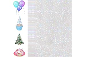 COSRK 24 Sheets Holographic Laminate Sheets Clear Holographic Sticker Paper Self Adhesive Laminating Sheets Transparent Glitter Waterproof Vinyl Film for Sticker Paper, 8.5 x 11 inch Gem Patterns