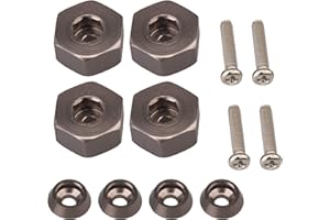 Homeswitch 1:16 RC Car Wheel Hub Hex Adapter 5mm to 12mm Combiner Replacement for WPL C14 C24 WPL1634 Pack of 4 (Titanium)