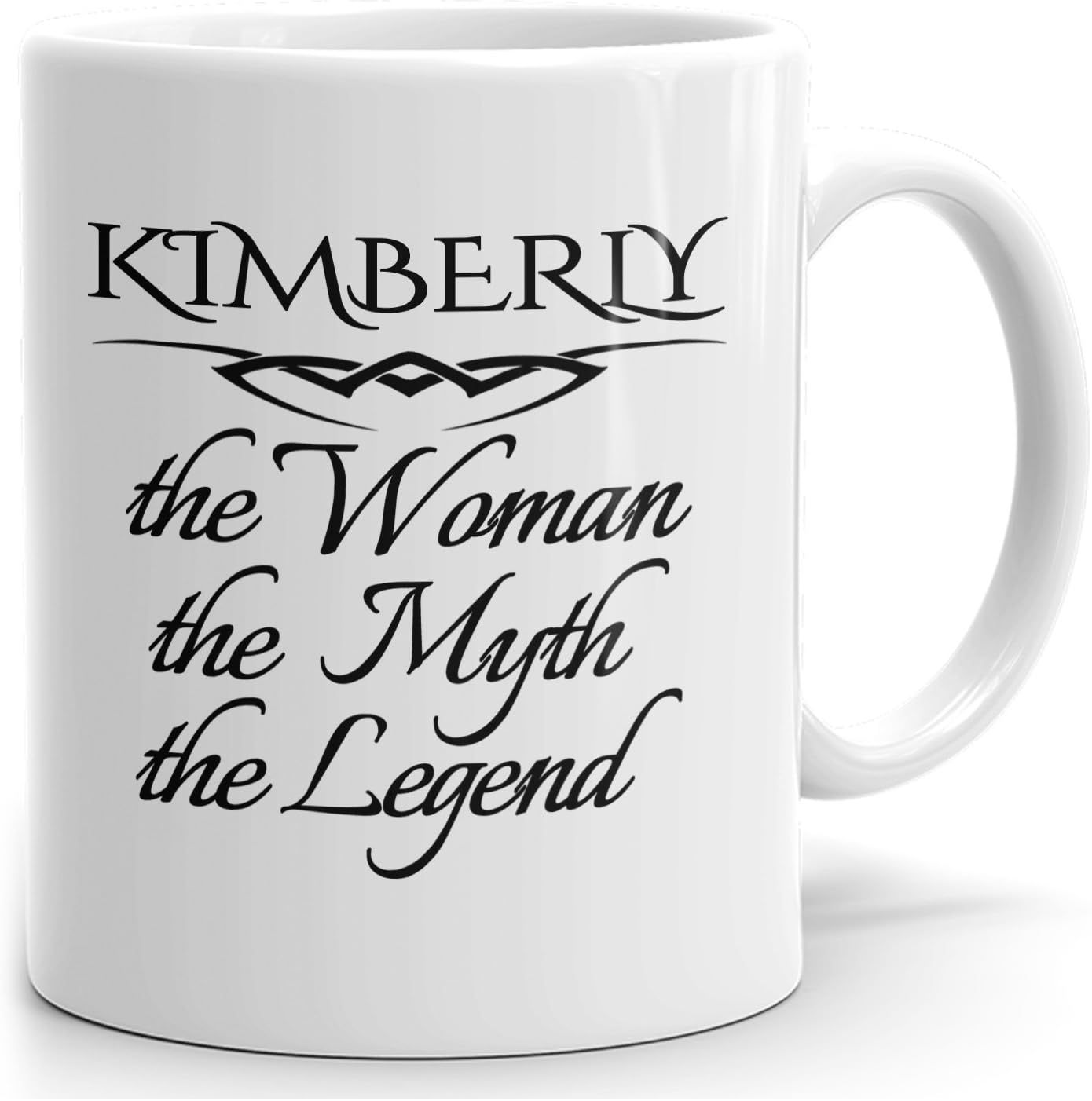 Kimberly Coffee Mug, Personalized Gift, The Woman the Myth The Legend 15 oz White