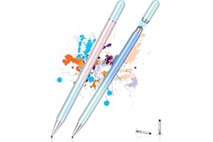 HAIDERPARY Stylus Pens for Touch Screens(2 Pcs), High Sensitivity 2-in-1 Magnetic Disc Stylus Pen for iPad Compatible with All Capacitive Touch Screens (Blue pink/Light green blue)