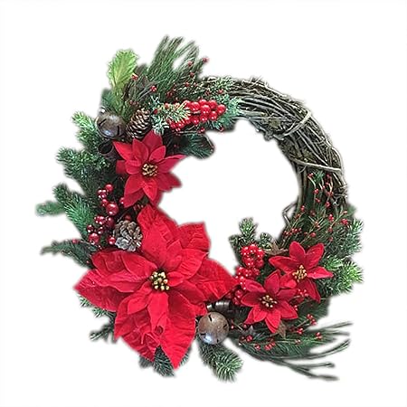 Amazon クリスマスデコレーションシックなクリスマスリースドアウォールオーナメントガーランドデコレーションクリスマス プレゼントハンギングパンデントリースフッククーロンc ツリースカート おもちゃ