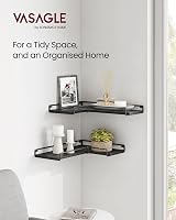 VASAGLE Floating Shelves Set of 2 L-Shaped Corner Shelves Black LLS831B22 view 4