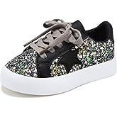 Qimaoo Girls Sneakers Glitter Tennis Shoes Lightweight Non-Slip Running Walking Shoes for Toddler/Little Kid/Big Kid