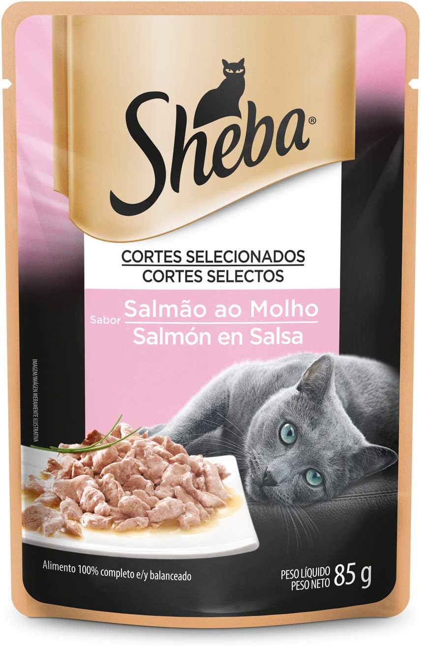 Ração Úmida Para Gatos Sheba Sachê Cortes Selecionados Salmão ao Molho