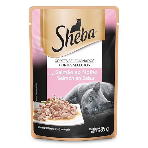 Ração Úmida Para Gatos Sheba Sachê Cortes Selecionados Salmão ao Molho