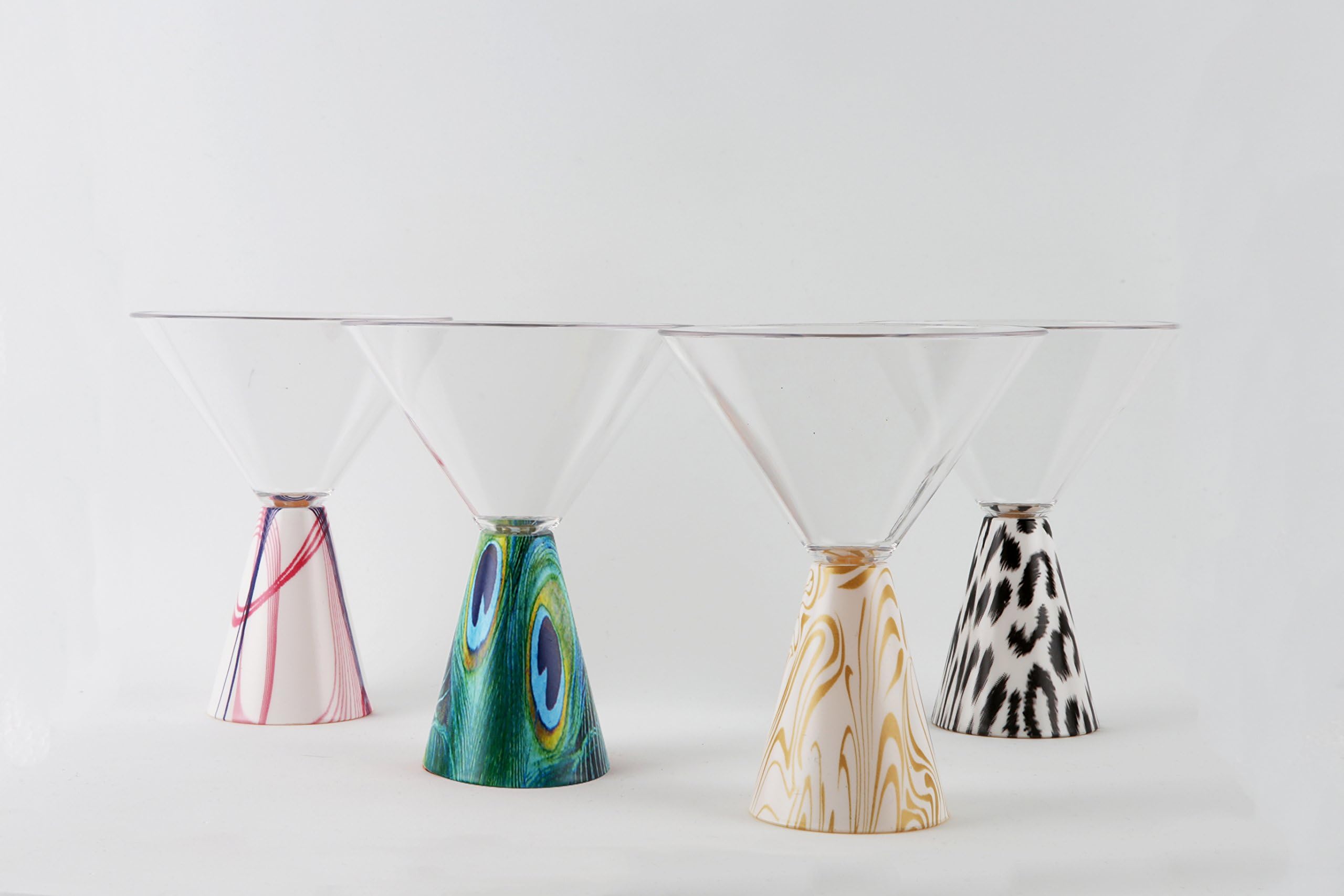 Nani's Firangi Glasses Martini, Cocktail and Mocktail Glass Designer Glass Stylish Innovative Drinkware (Pack of 4) (Abstract Pattern)