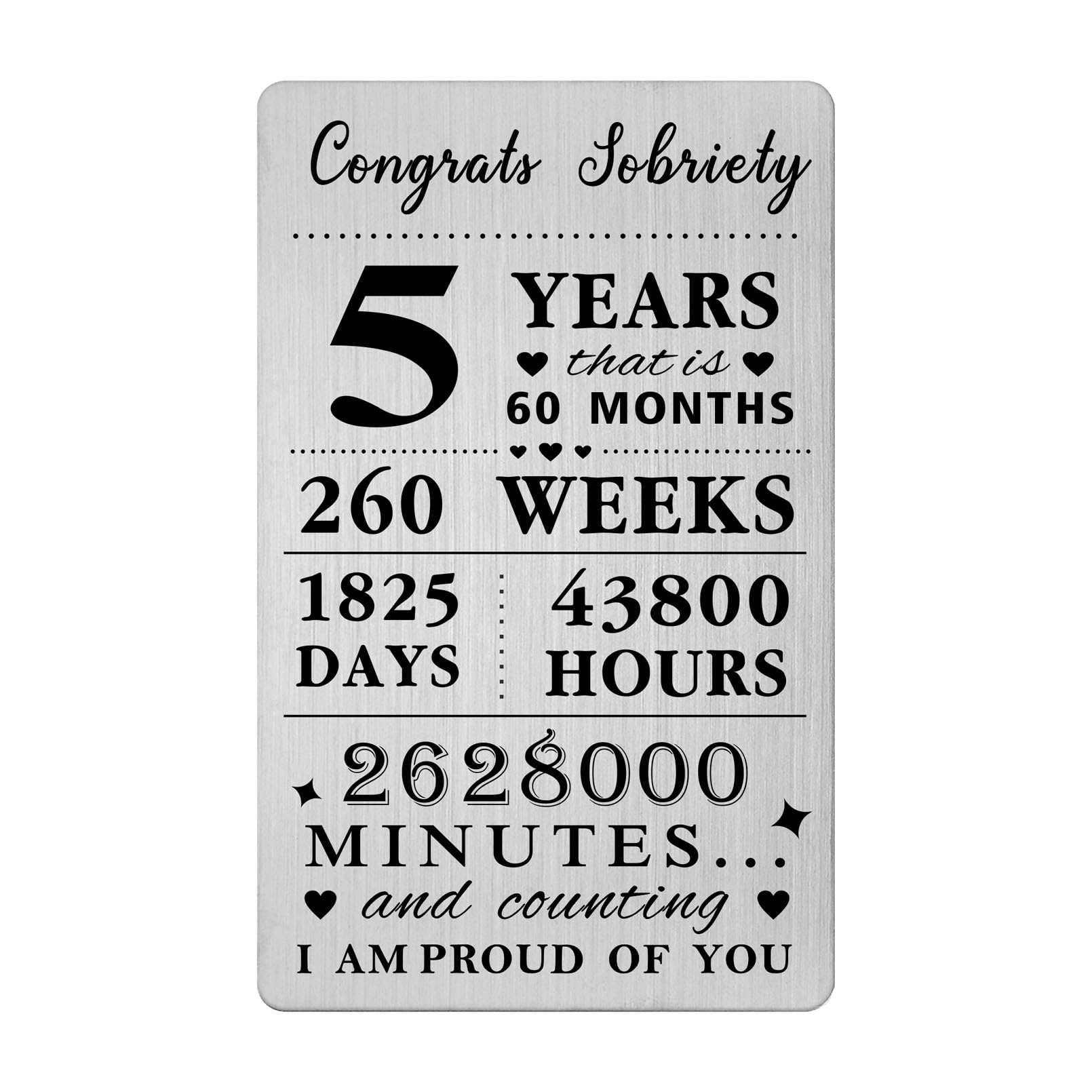 Gezxin 5 Years Sobriety Gifts For Men Women- Congratulations 5 Years Sober Card for Him Her- Personalised 5 Year Recovery Gifts One Day At A Time Presents