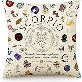 Scorpio Pillow Covers 18x18 inch, Scorpio Zodiac Throw Pillow Cover for Couch Bedroom Living Room Home Decor, Birthday Gifts for Women & Astrology Lovers
