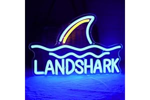 Tiabuy Land Shark Neon Beer Sign LED Shark Neon Lights Lager Neon Signs USB Powered Home Beer Bar Pub Man Cave Game Room Windows Garage Wall 17 x 9.5 IN
