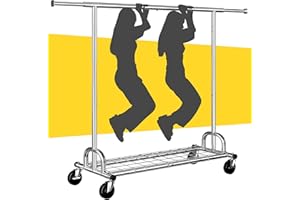 Raybee Heavy Duty Clothes Rack, Clothing Racks for Hanging Heavy Clothes 200+, Rolling Clothing Rack Load 485 LBS, Extendable & Adjustable Portable Commercial Garment Rack with Wheels