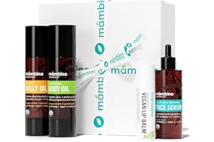 Mambino Organics Bun in the Oven Kit – All Natural Skincare Set for Pregnant Women – Anti-stretch mark, Body Moisturizer, Lip Balm Gift Pregnancy Gift Set for First time Moms
