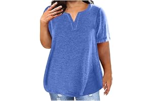 MRMAERE Plus Size Tops for Women Dressy Casual V Neck Short Sleeve Summer Shirts Blouses Loose Fit Oversized Basic Tee Shirts