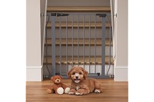 ELEVON Pressure-Mounted No-Tools Gate, Adjustable Safety Barrier for Doorways and Stairs, 30 Inches Tall, Fits Openings 29.1-33.8 Inches Wide, Easy Installation for Household Security, Moonlight Gray