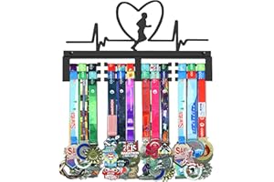 GENOVESE Medal Hanger for Running,Marathon Medals Display Rack,Black Sturdy Steel Metal Holder,Wall Mount Over 50 Medals