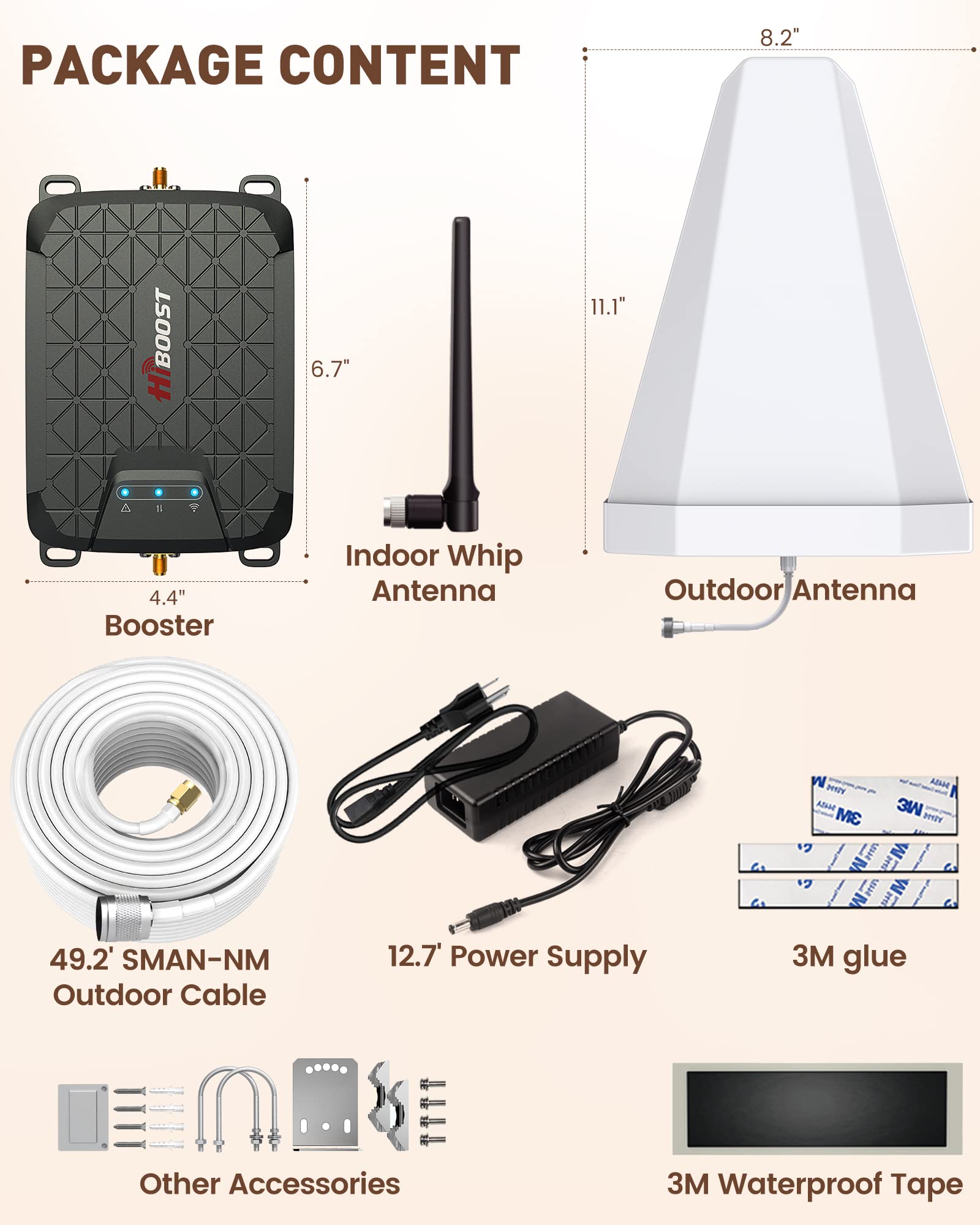 Mini Cell Signal Booster for Verizon, AT&T, T-Mobile| Up to 1500 Sq Ft/One Room| High Power Outdoor Receiving Antenna| 5G/4G/3G LTE| Band 5, 12/17, 13|App Service + Install| FCC Approved