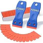FOSHIO Plastic Razor Blade Scraper Include 2PCS Scraper Tool and 100PCS Blades for Gasket Remover, Labels Decal and Adhesive 
