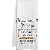 WOTYPU Meemaw Gifts Kitchen Towels, Meemaw Grandma Gifts for Birthday Thanksgiving Christmas from Grandkids Dish Tea Towel for Kitchen Decor, Grandmother Gift Hand Towels, 16X24 Inch