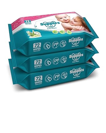 Supples Baby Wet Wipes with Aloe Vera and Vitamin E, 72 Wipes/Pack, (Pack of 3)