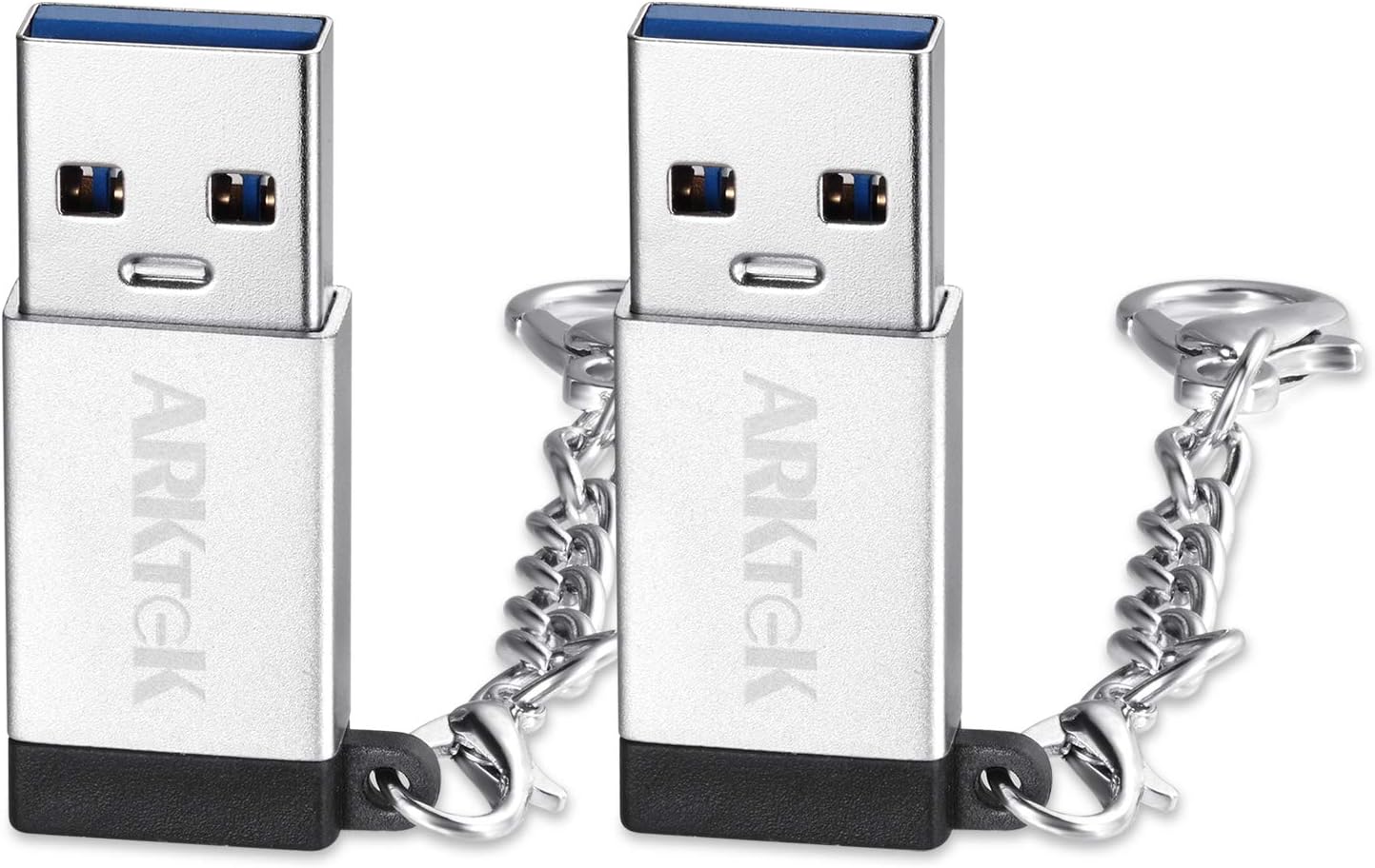 USB 3.1 to USB-C Adapter - ARKTEK USB Type A (Male) to USB Type C (Female) Adapter with Keychain for Data Sync and Charging (Pack of 2)