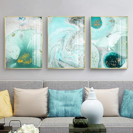 Gran Cartel Verde Abstracto Imprime Moda lámina Dorada Lienzo Pintura