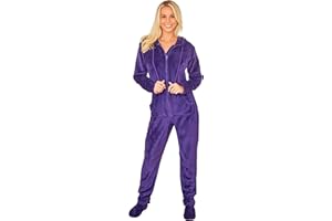 Alexander Del Rossa Women's Warm Fleece One Piece Hooded Footed Zipper Pajamas Soft Adult Onesie Footie with Hood for Winter