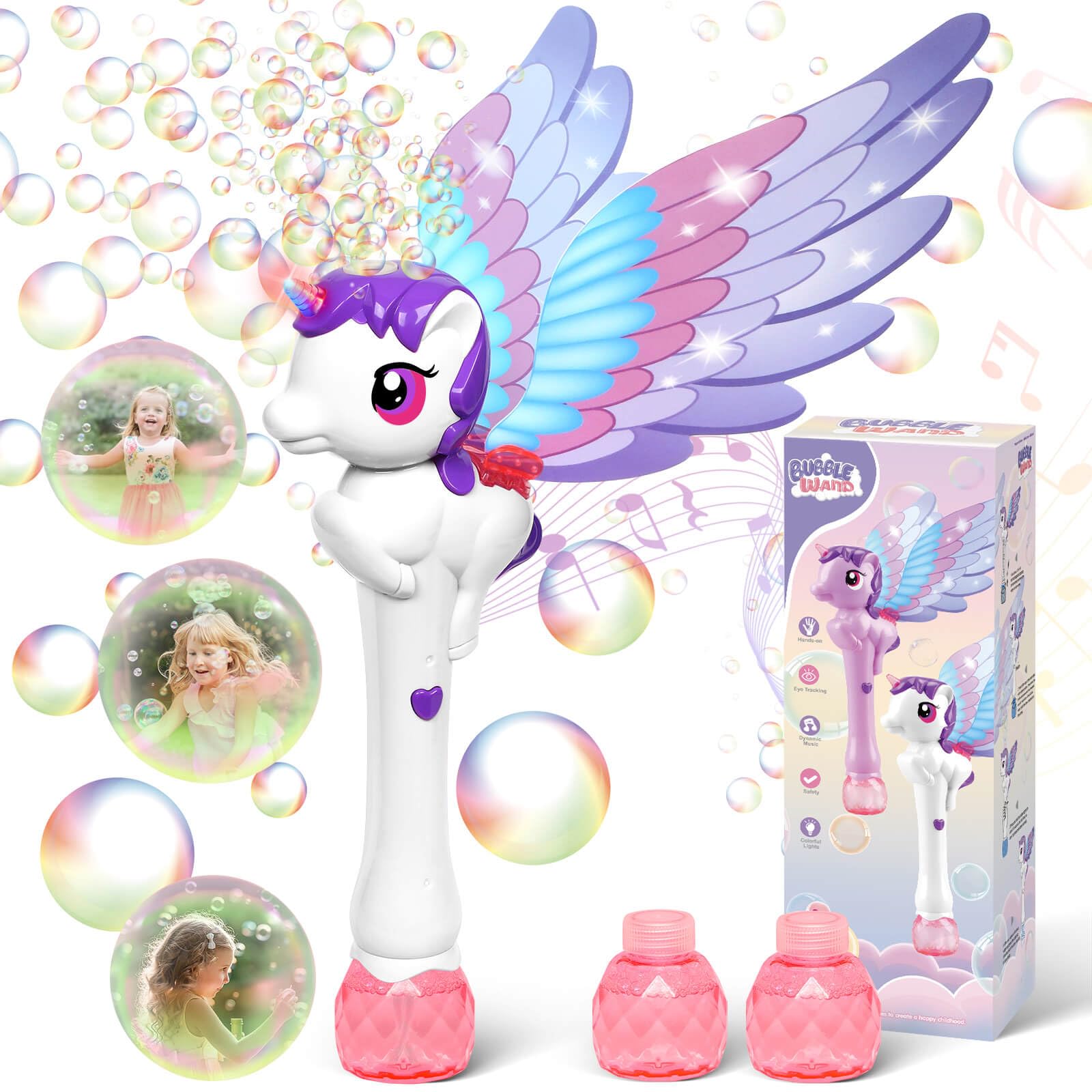 Dolanus Toys for 3-8 Year Old Girls Kids: Unicorn Bubble Wand Bubble Machine Gifts for Age 3 4 5 6 7 8 Years Old Kids Birthday Presents Toy for Toddler Bubble Maker Outdoor Games Party Garden Toys