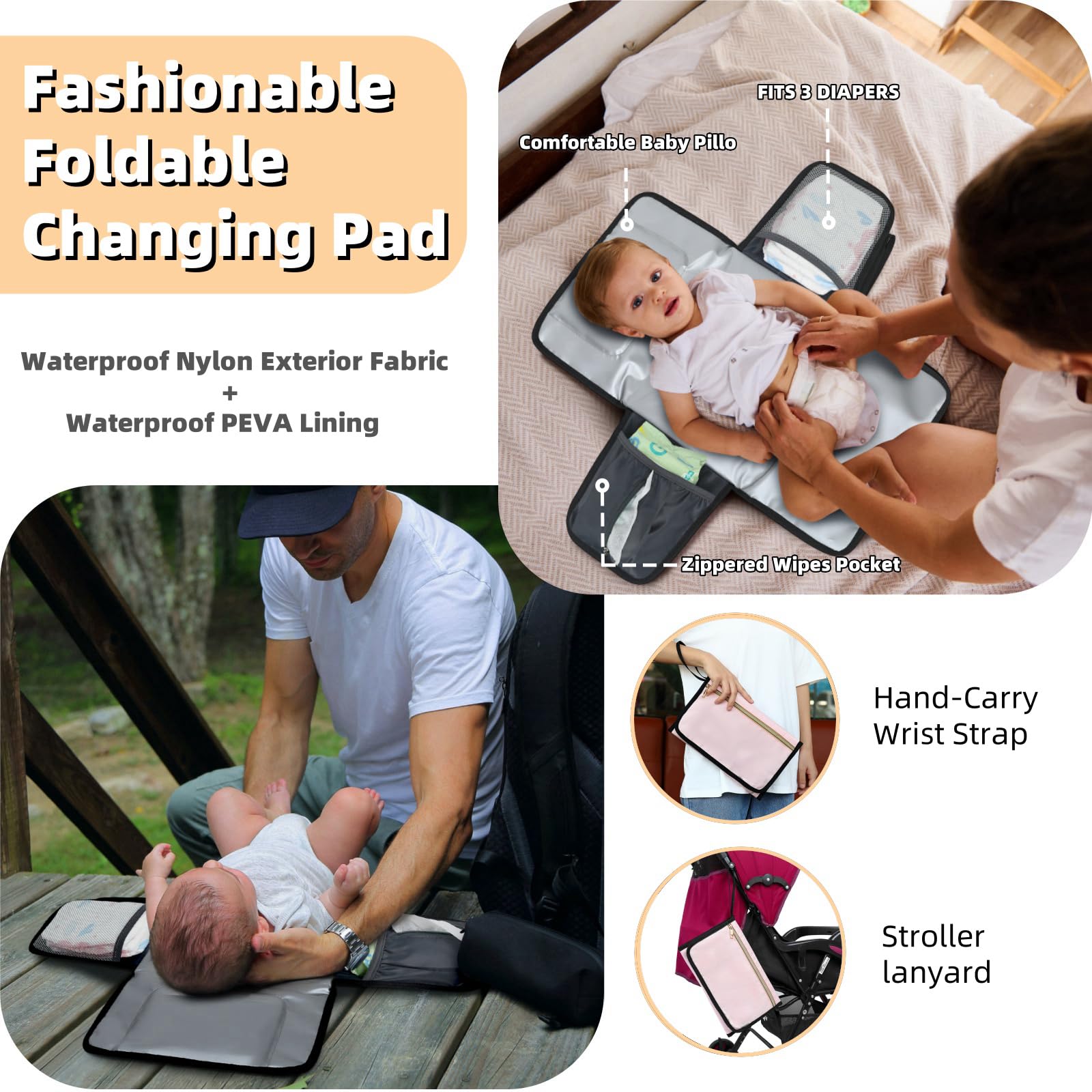 ROSEGIN Pink Diaper Bag Backpack for Baby Girls - Baby Shower Gifts for Mom, Quilted Diaper Bag with Changing Pad, Pacifier Case, Insulated Pockets, Stroller Straps, 35L Large Capacity - Cute