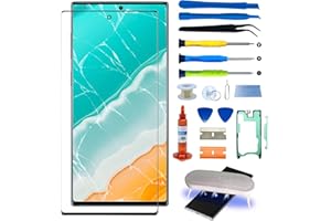 Agzssl for Samsung Galaxy Note 10 Plus Front Glass Repair Kit Screen Replacement 6.8 inch Outer Screen Glass incl Waterpoof Frame Adhesive,Repair Glue and Lamp Tool (No Digitizer,No LCD)