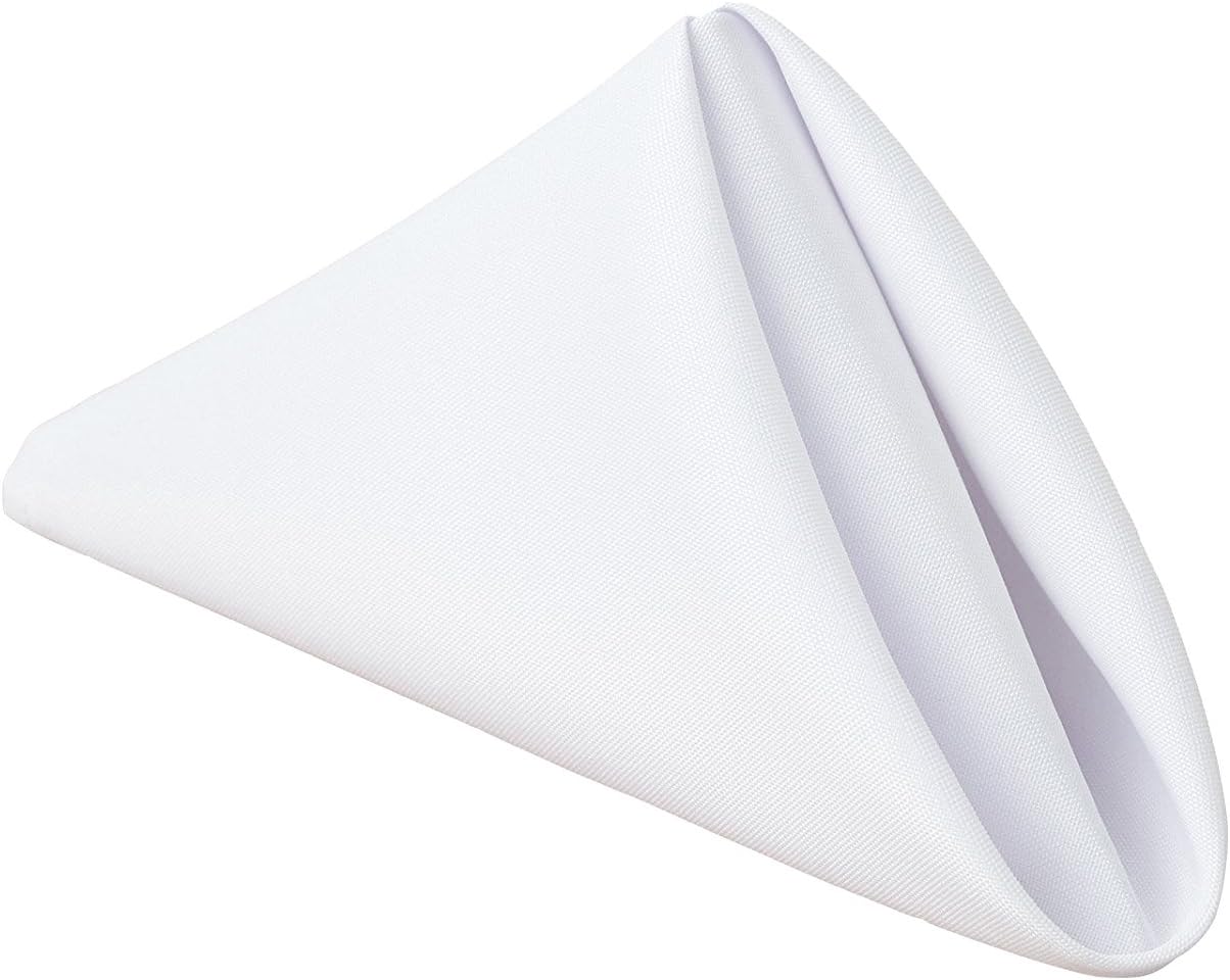 Gee Di Moda Cloth Napkins - 17 x 17 Inch White Solid Washable Polyester Dinner Napkins - Set of 12 Napkins with Hemmed Edges - Great for Weddings, Parties, Holiday Dinner & More: Home & Kitchen