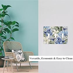 Pznen Triple Toggle Wall Plate, Blue Floral Spring
