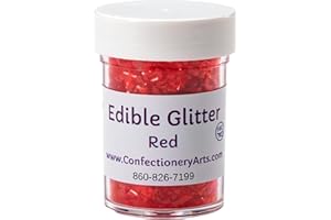 SWEET EVA’S EDIBLE GLITTER RED: Shimmer/Sparkle/Flakes for Cakes and Cupcakes Decorating/Sprinkles/Shapes/Kosher/Topper and Accent for Desserts