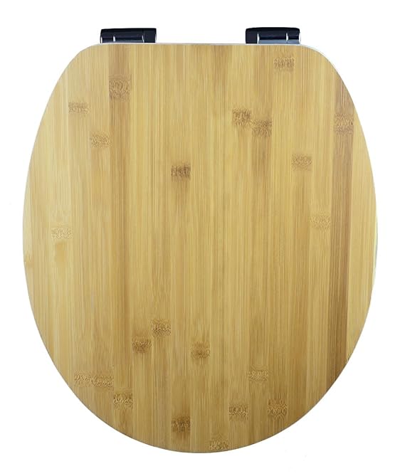 EISL EDSPBA01 Holzkern WC-Sitz mit ECHTER Bambusoberfläche und Absenkautomatik Weiß, Bambus Oberfläche
