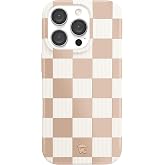 VELVET CAVIAR Checkered Phone Case for iPhone 16 Pro for Women - Compatible with MagSafe [16ft Drop Tested] - Girly Cute Protective Designer Cover - Nude Neutral Aesthetic