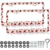 Strawberry License Plate Frame - 2PCS Fruit Aluminum Metal License Plate Frames Holder Covers, Rust-Proof Waterproof Car Decorative Tag Frames for Standard Us 12x6 Inch