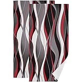 YOCIBIUT Red Black Gray Hand Towels for Bathroom Set of 2,Absorbent Microfiber Grey and White Striped Abstract Modern Kitchen Towels 14"x28",Decorative Bathroom Towels for Bath,Face,Hair,Shower