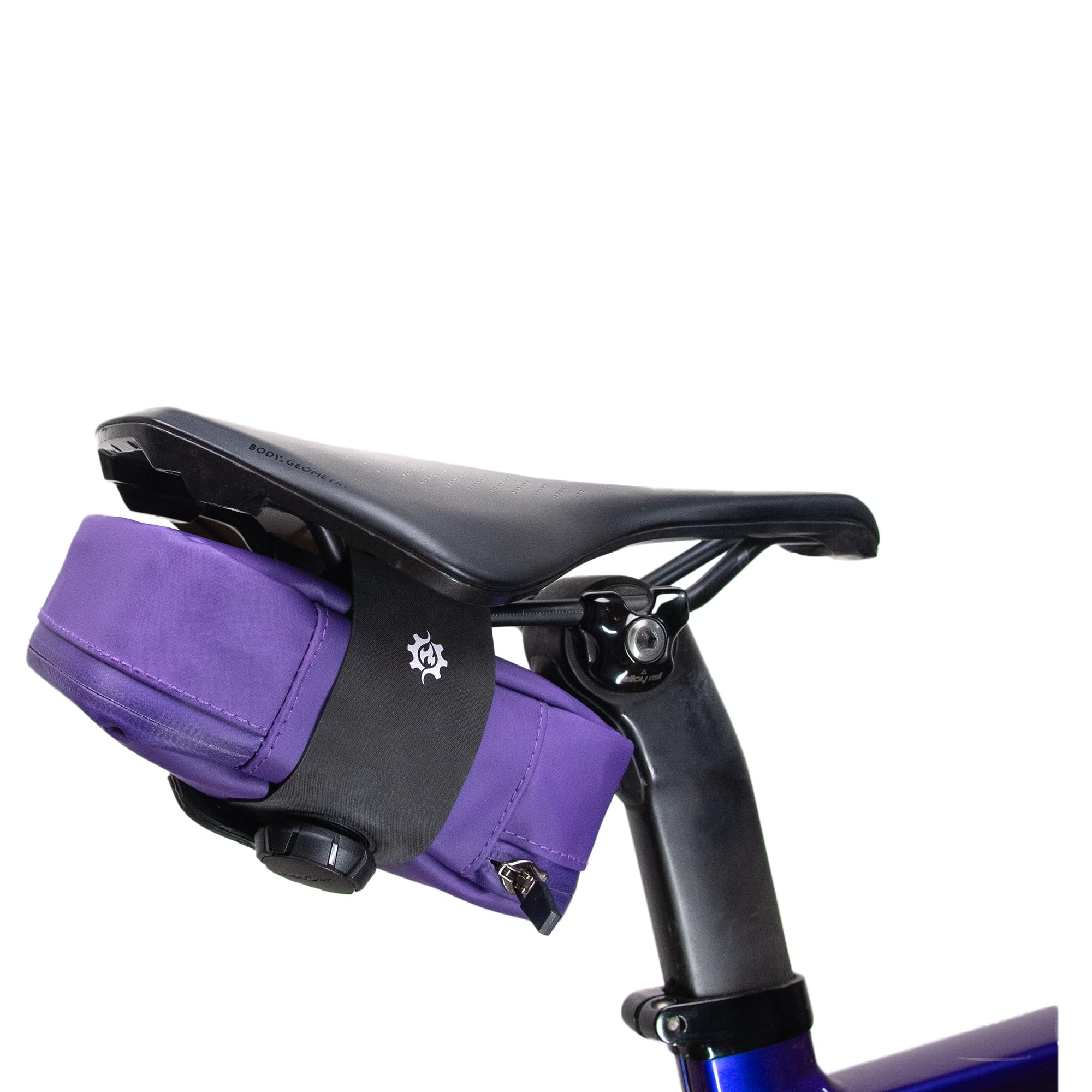 Lumiere & Co. Falcon Magnetic Saddle Bag– 0.69L | 6”x 3.5”x2 | Sleek Minimalist Design, Fast Magnetic Buckle Attachment | Cycling Bike Bag (Purple, Large)