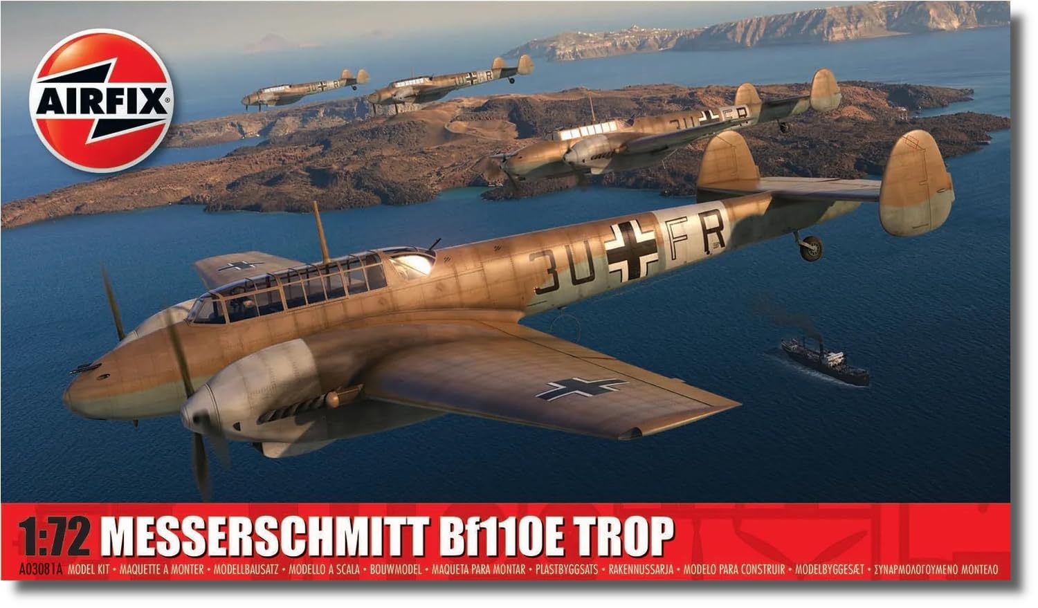 Airfix Model Set - A03081A Messerschmitt Bf110E/E-2 TROP Model Building Kit - Plastic Model Plane Kits for Adults & Children 8+, Set Includes Sprues & Decals - 1:72 Scale Model — image 1