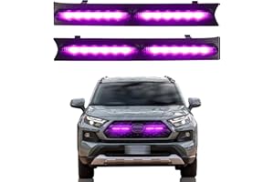 CFDSDE LED Grille Lights Fits for 2019-2024 Toyota RAV4 Accessories Exterior Front Grill Insert Light for 5th Gen Hybrid Adventure TR D Off-Road 5311142220 (RGB)