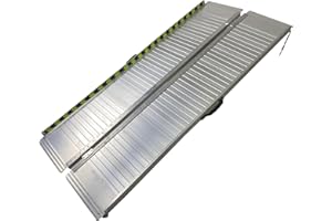 WINVI Non-Skid Folding Wheelchair Ramp Utility Mobility Access Threshold Ramp Portable Aluminum Foldable Wheelchair Ramp for Home Steps Stairs Doorways Scooter (Single, 6 Foot)