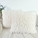 OYIMUA Faux Feather Throw Pillow Covers 20x20 Cream White Set of 2 Fluffy Decorative Luxury Modern Pillow Covers for Couch Bed Living Room