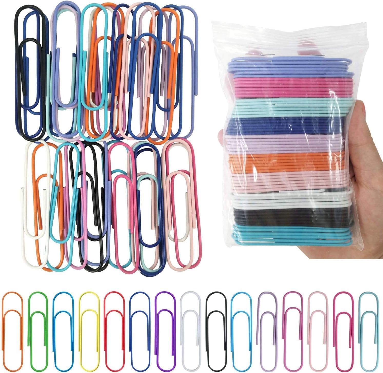 baizhong Oversized Paper Clips, Vinyl Coated, 60 Pack 3" Color Assorted, Jumbo Large Page Holder for Files, Paper, Office Supplies