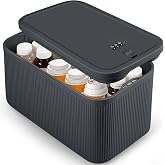 Seggmntree Medicine Lock Box with Code,Taller Size Small Lock Box with Combination Code for Medication Safe,Lock Box for Pills/Snack/Ipad Mini,Locked Container for Home/Office 9.4X5.15X5.7inch Gray