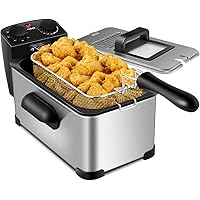 COSTWAY Deep Fryer, 1700W Electric Stainless Steel Deep Fryer -3.2qt Oil Container & Lid w/View Window, 12 Cups Frying…