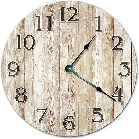 Amazon Com Sugar Vine Art Old Wood Boards Silent Non Ticking Round Battery Operated Handmade Hanging Large10 5 Inch Wall Clock For Bedroom Office Cottage Decoration Kitchen Dining