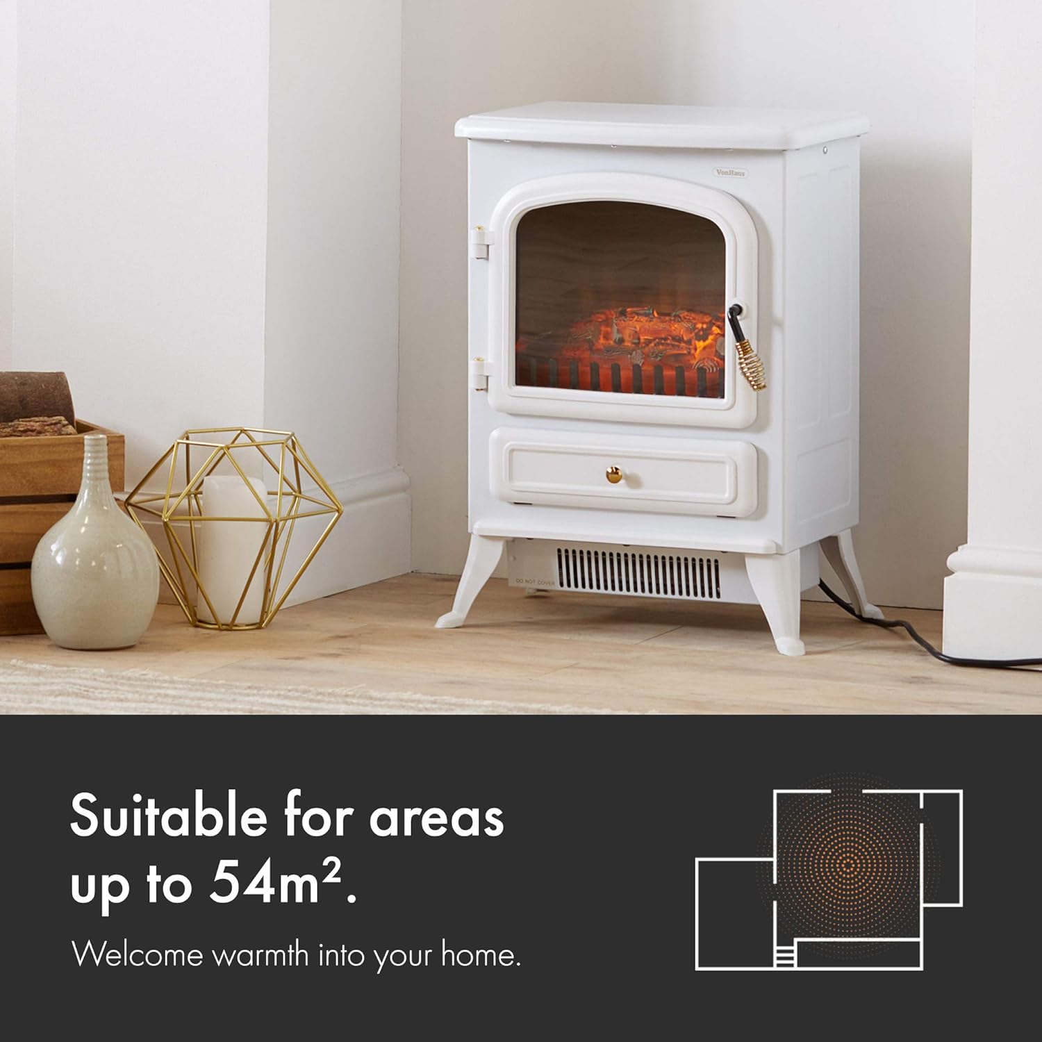 Super Saturday VonHaus Electric Fireplace Stove Heater With Flame