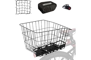 RAYMACE Rear Bike Basket with Waterproof Cover,Bicycle Cargo Rack Storage Basket Mount for Back Under Seat
